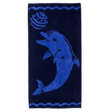 SUPERIOR Superior BEACH-PLAYDOLP-BLUE Superior Collection Luxurious Oversized Jacquard Cotton Beach Towels - Playing Dolphin BEACH-PLAYDOLP-BLUE